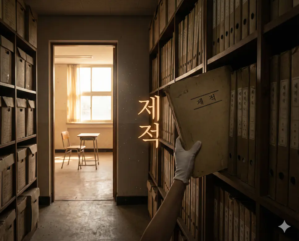 제적 뜻인 학적이나 명부에서 이름을 지워 내어 소속된 신분을 없애는 행위를 시각화한 실사 이미지