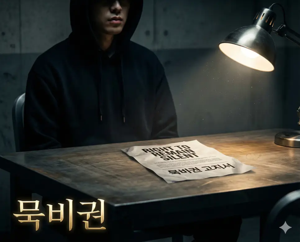 피의자나 피고인이 수사나 재판에서 질문에 대해 답변을 거부할 수 있는 권리인 묵비권 이미지