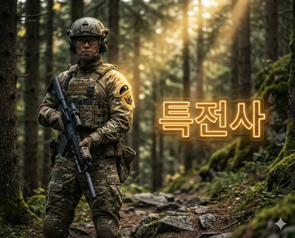 특전사 뜻인 육군 특수전사령부의 강인한 기상을 상징적으로 표현한 이미지