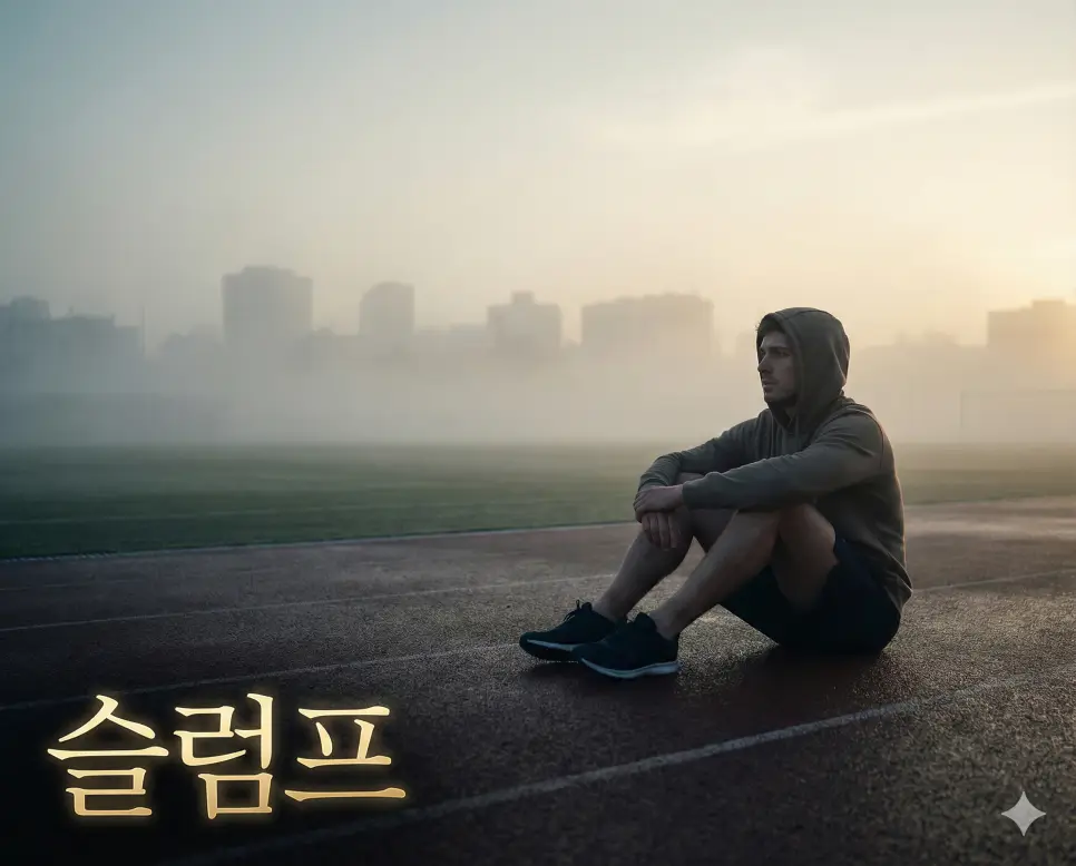 일시적으로 성적이 저하되거나 의욕이 상실된 상태인 슬럼프와 이를 극복하려는 의지 이미지