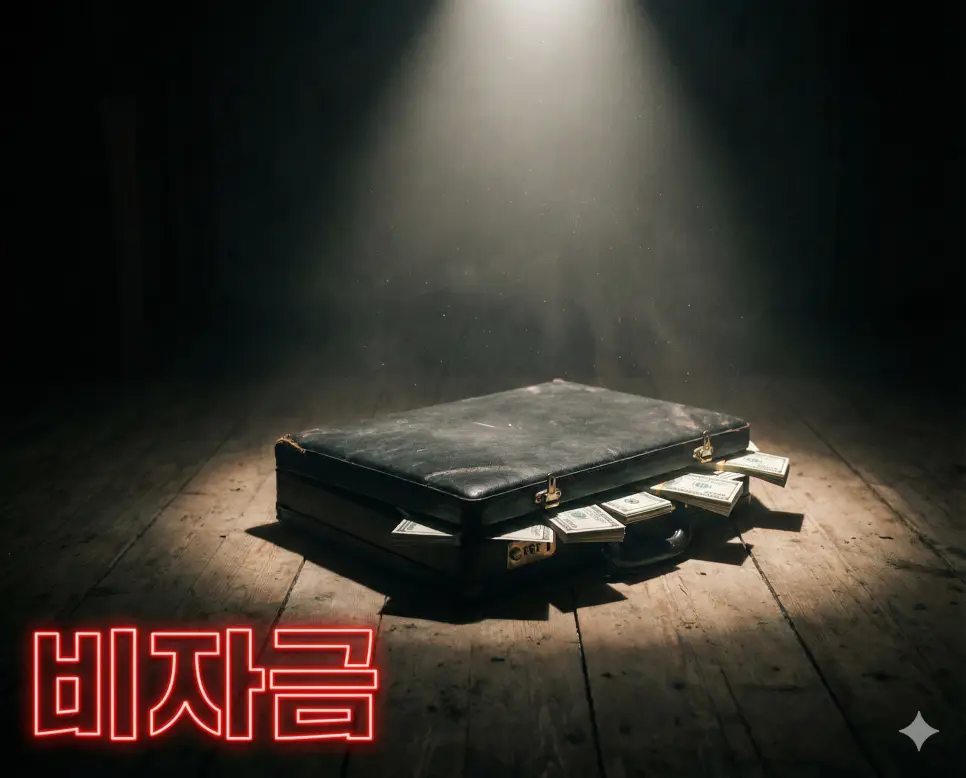 비자금 뜻인 비밀리에 만들어 관리하는 자금을 상징적으로 표현한 비밀스러운 가방 이미지