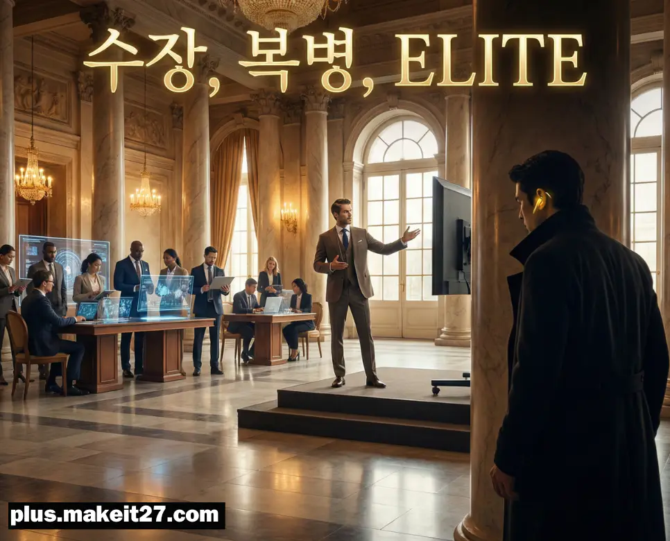 막강한 권한의 수장, 실력파 엘리트, 그리고 승부의 열쇠를 쥔 복병이 공존하는 전략적 상황의 종합 이미지