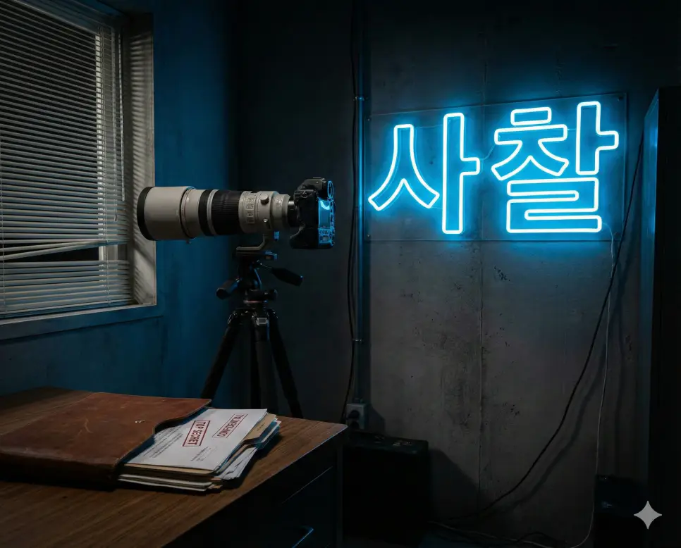 국가 기관이나 특정 단체가 민간인을 몰래 감시하고 정보를 수집하는 행위인 사찰 이미지