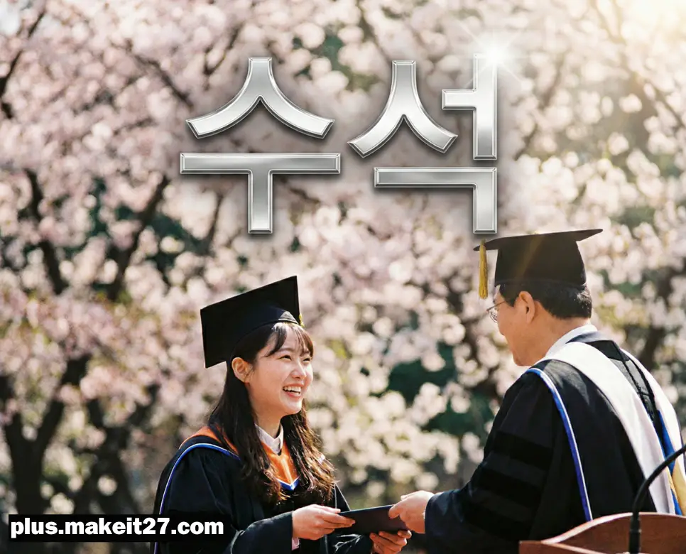 학문적 성취를 인정받아 최고의 영예를 안은 수석 졸업생의 분위기를 담은 로고 이미지