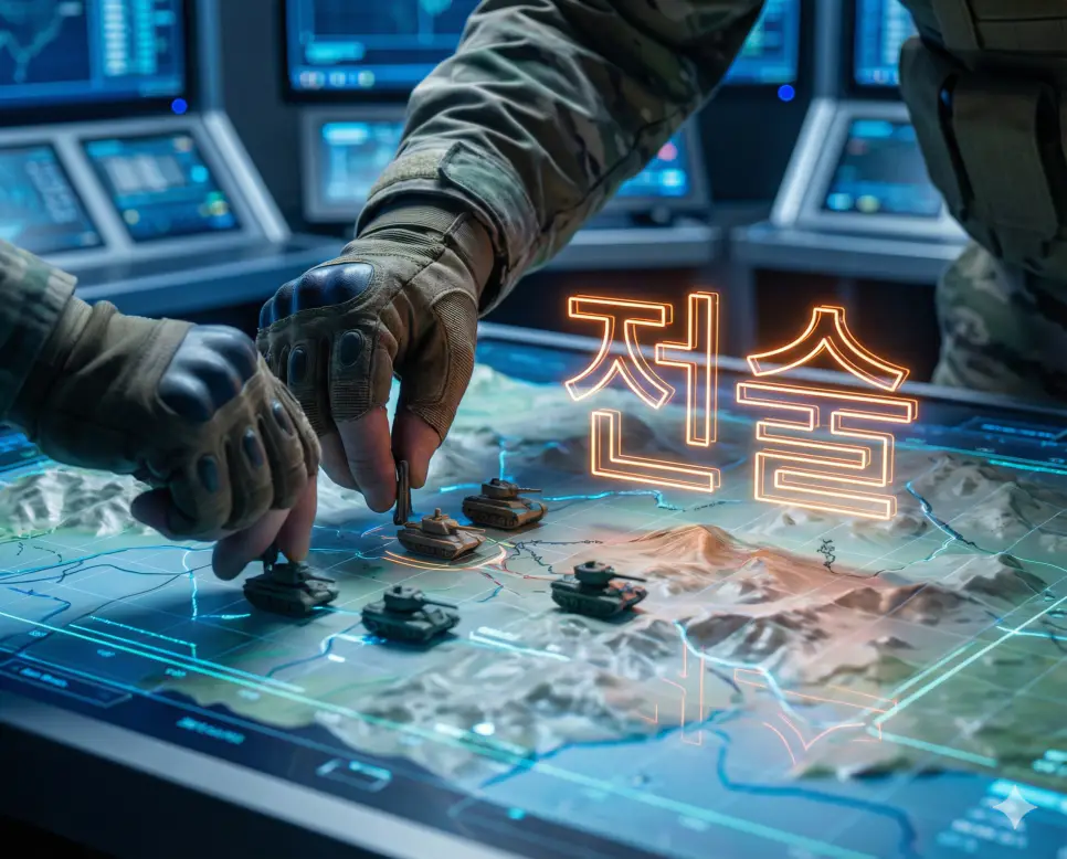 전술 뜻인 구체적인 상황에 대처하는 실천적인 방법과 기술을 시각화한 이미지