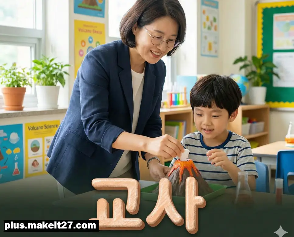 학생들의 꿈과 성장을 돕는 따뜻한 교사의 가르침 현장과 정겨운 한글 타이포그래피