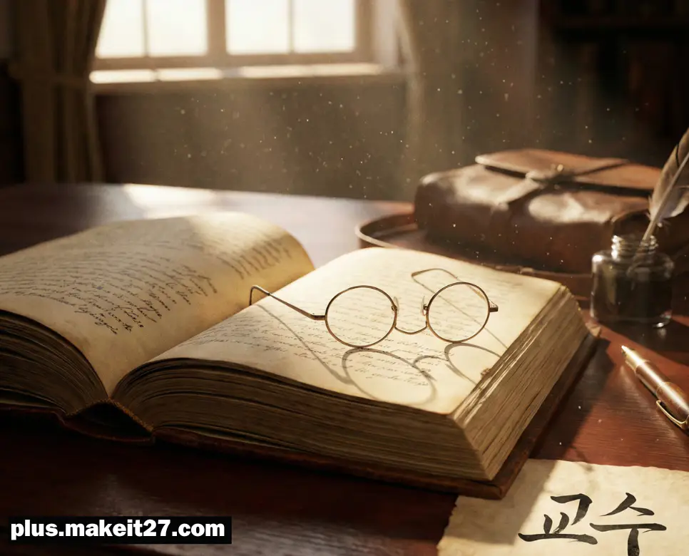 진리 탐구를 향한 끊임없는 연구와 권위를 상징하는 교수의 서재 공간과 품격 있는 한글 디자인