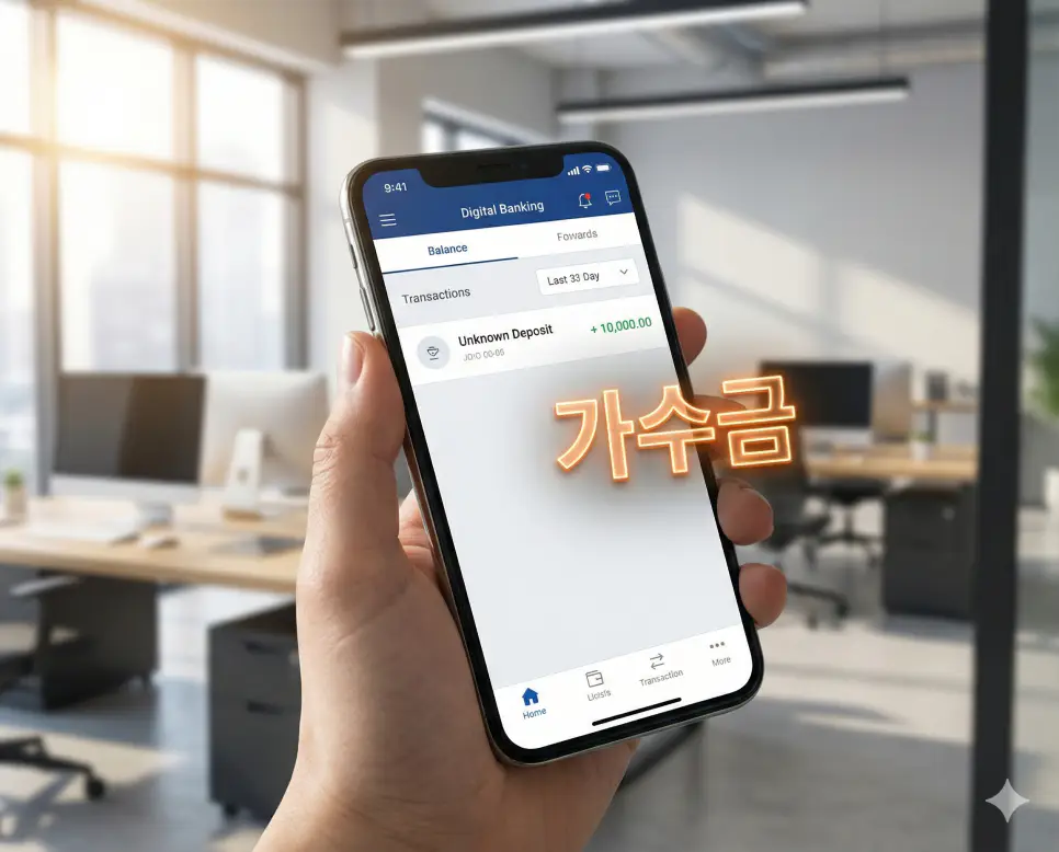 가수금 뜻인 실제 현금 수입은 있었으나 처리할 계정 과목이 확정되지 않은 상태를 시각화한 이미지