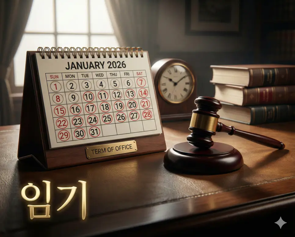 공직자나 리더가 그 직무를 수행하도록 정해져 있는 기간인 임기 이미지