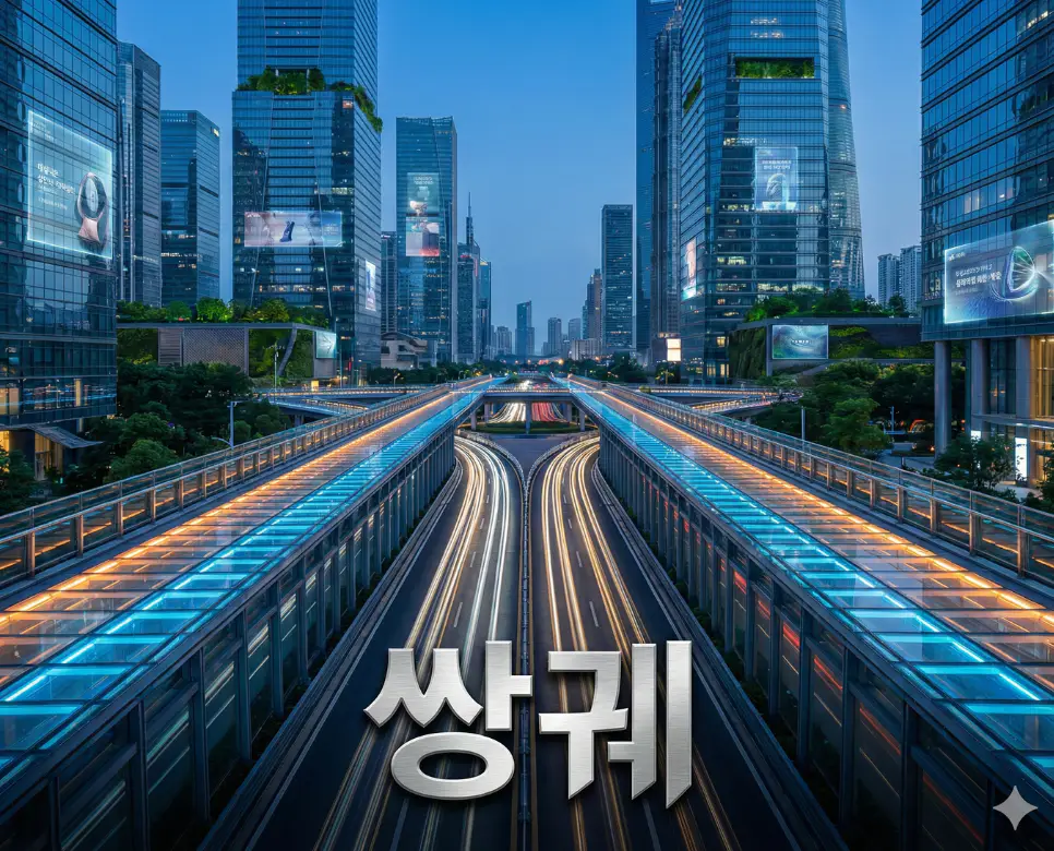 쌍궤 뜻이 담긴 두 가지 전략적 경로가 조화롭게 나아가는 현대 비즈니스 투 트랙 이미지