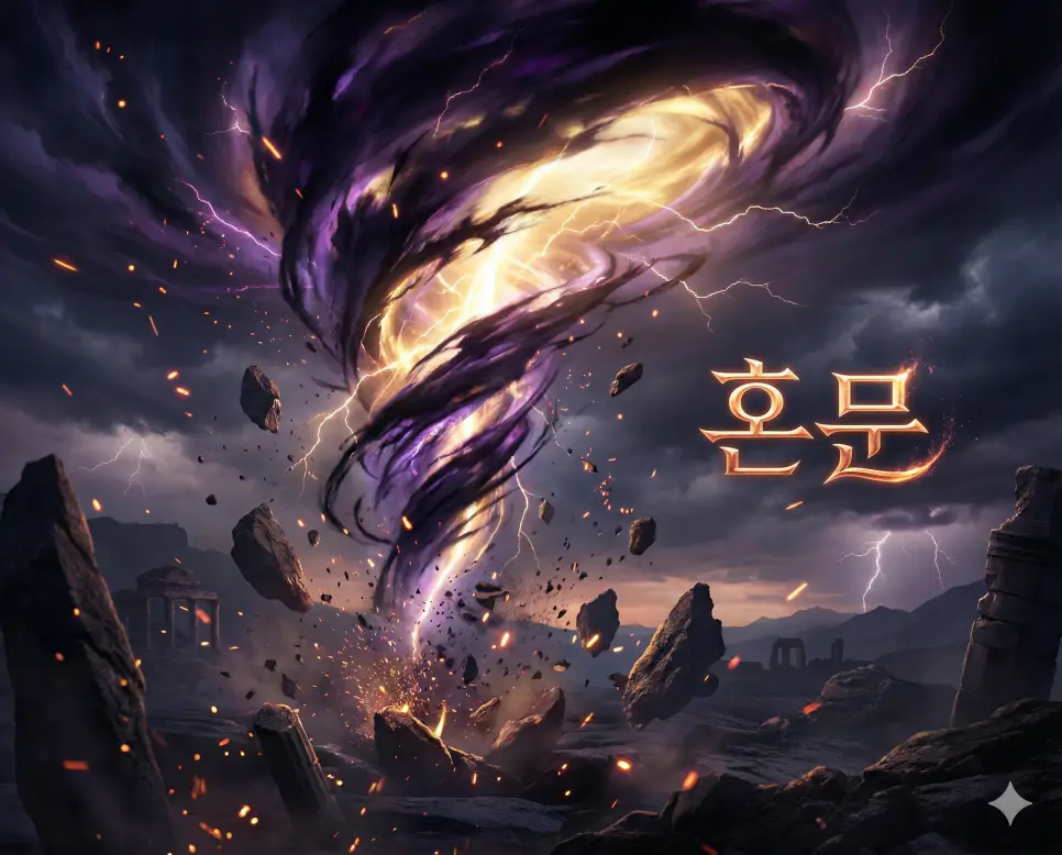 혼문 뜻을 보여주는 이계의 마물이 나타나는 혼돈의 문과 차원 균열 포털 실사 이미지