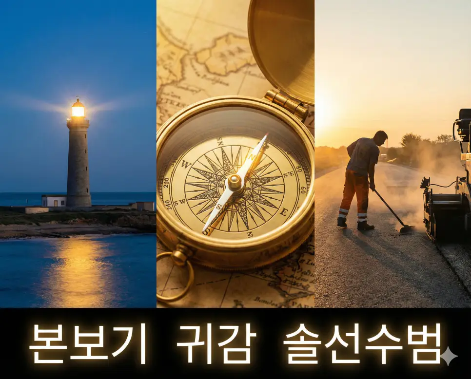 본보기의 길잡이, 귀감의 기준, 솔선수범의 실천을 통합적으로 보여주는 시각 자료