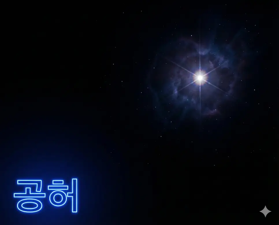 공허 뜻인 아무것도 없이 텅 빈 상태나 헛되고 허무한 마음을 우주적 공간으로 시각화한 이미지