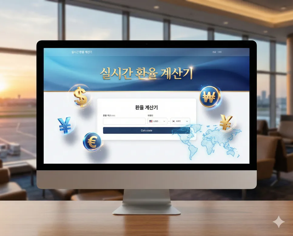 실시간 API 연동으로 전 세계 70여 개국의 환율을 즉시 계산해주는 스마트 환율 계산기 메인 화면