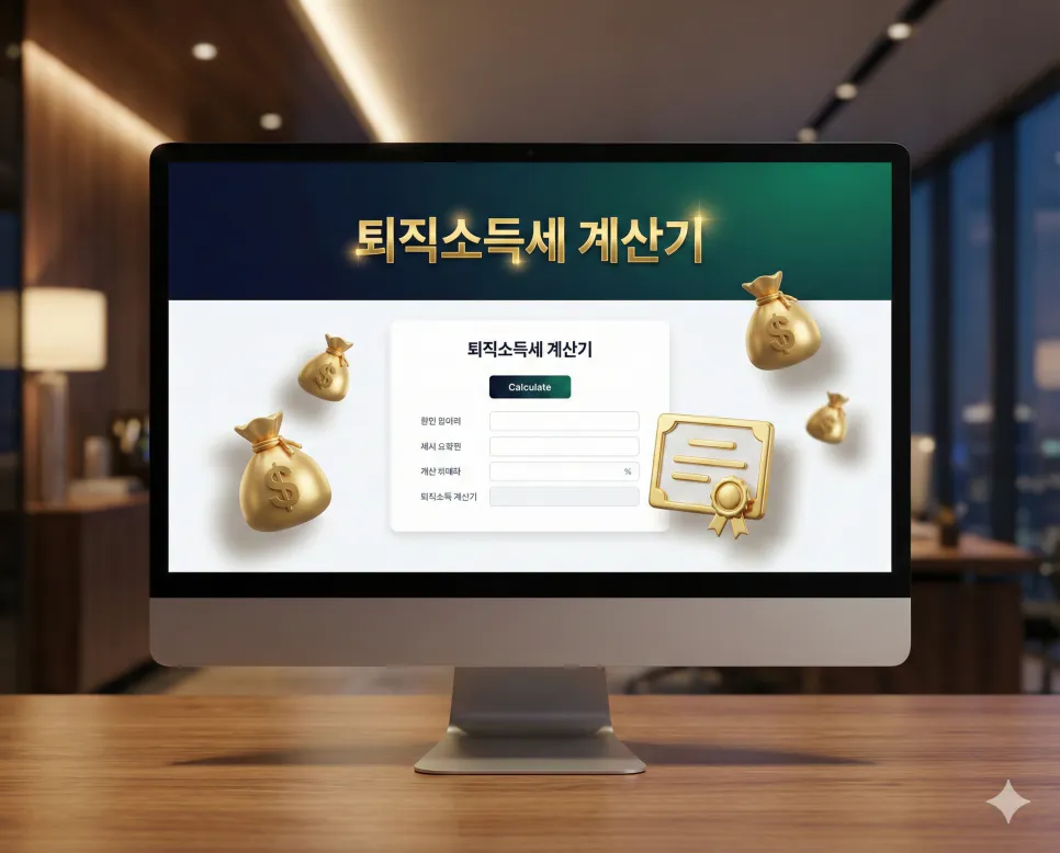 퇴직소득세 계산기 및 퇴직금 소득세 계산법 완벽 정리 1 근속연수 공제와 환산급여 공제가 자동 적용되는 프리미엄 퇴직소득세 계산기 프로그램 메인 화면