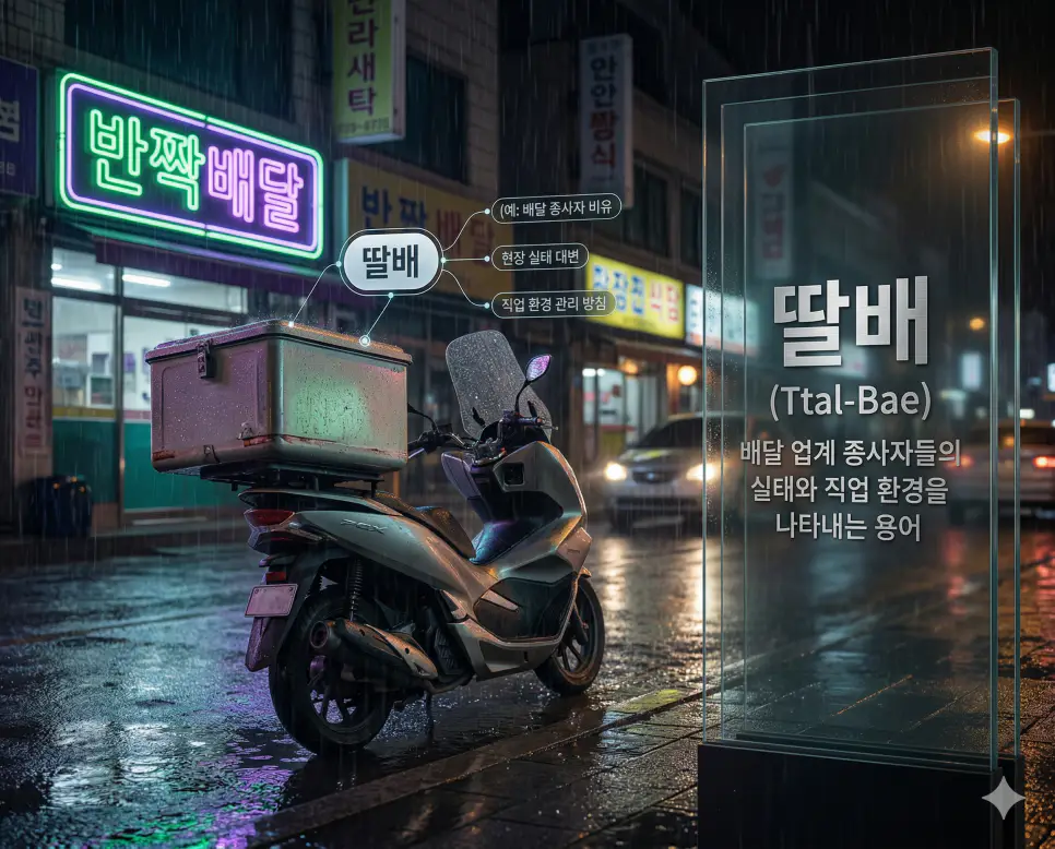 돔황챠 뜻, 득템 뜻, 딸배 뜻: 신속한 대피와 아이템 획득 및 배달 종사자 비유 정리 3 딸배 뜻을 통해 배달 종사자들의 실태와 직업 환경 관리 방침을 시각화한 한국의 배달 서비스 현장 실사 이미지