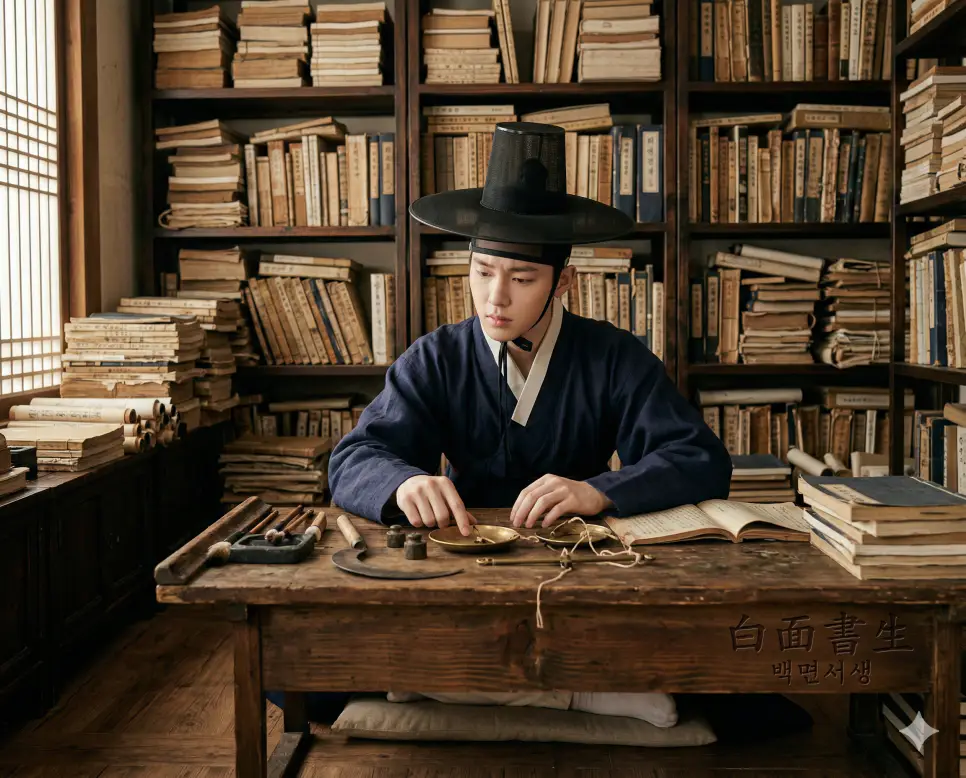 백년하청 뜻, 백년해로 뜻, 백면서생 뜻: 기다림의 한계와 평생의 동행, 실전 지혜 정리 3 백면서생(白面書生) 뜻 – 글만 읽고 세상 물정을 모름을 의미하며, 서고에 갇혀 실전 도구를 낯설어하는 젊은 선비의 사실적 이미지