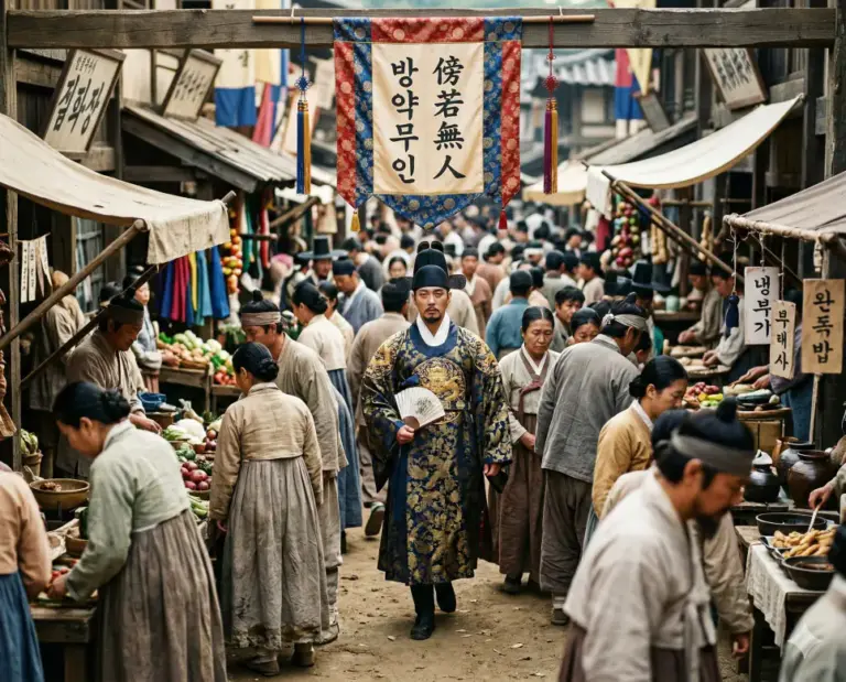 bang yak muin haughty man market banner realistic