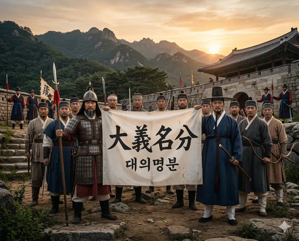 단장지통 뜻, 당랑지부 뜻, 대의명분 뜻: 창자가 끊어지는 슬픔과 무모한 도전, 정당한 명분의 지혜 정리 3 대의명분(大義名分) 뜻 – 정당한 명분과 큰 의리라는 뜻으로, 깃발을 들고 대의를 위해 모인 인물들의 결의에 찬 사실적 이미지