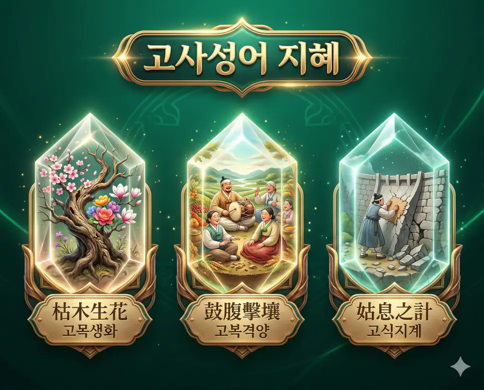 고목생화 뜻, 고복격양 뜻, 고식지계 뜻: 절망 속 희망과 진정한 평화의 의미 4 고목생화, 고복격양, 고식지계의 뜻과 지혜를 한눈에 정리한 FAQ 인포그래픽