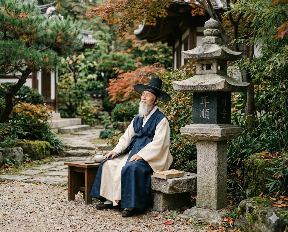 이목지신 뜻, 이순 뜻, 이심전심 뜻: 신뢰의 구축과 인생의 달관, 마음의 교감 지혜 정리 2 이순(耳順) 뜻 – 예순 살이 되어 귀가 순해진다는 의미이며, 자연의 소리를 들으며 평온하게 웃음 짓는 노학자의 사실적인 이미지