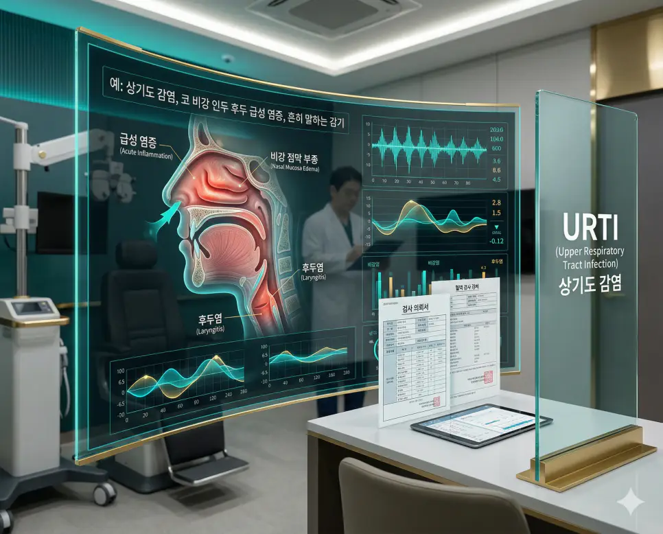 의학용어 TMJ, TORCH, URTI 뜻 완벽 정리 3 의학용어 URTI(상기도 감염) 기전을 통해 코, 비강, 인두, 후두 등 상부 호흡기계에 발생하는 급성 염증을 한국인 환자의 데이터와 함께 시각화한 이미지