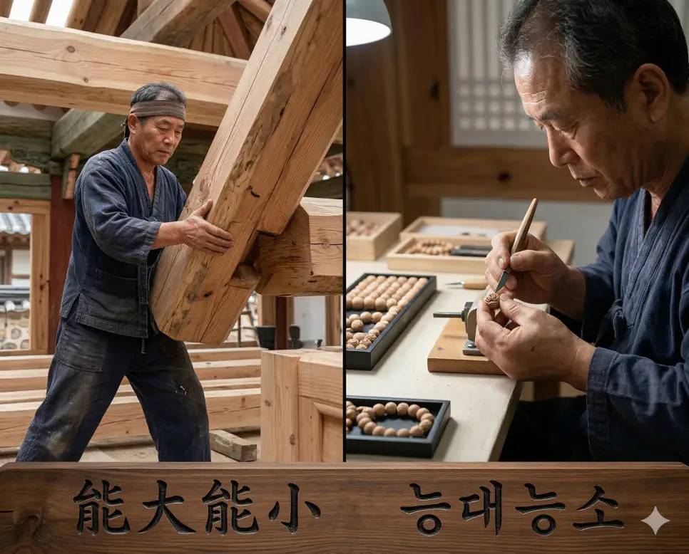 능대능소 뜻, 능서불택필 뜻, 다망지추 뜻: 팔방미인의 지혜와 명필의 자신감, 몹시 바쁜 시기의 정리 1 능대능소(能大能小) 뜻 – 큰 일이나 작은 일이나 임기응변으로 잘 처리한다는 뜻으로, 거대한 목재와 정교한 조각을 모두 완벽하게 해내는 장인의 사실적 이미지