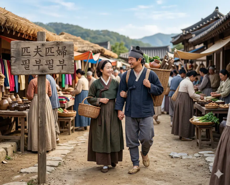 필부지용 뜻, 필부필부 뜻, 하로동선 뜻: 진정한 용기와 평범한 삶, 시기를 놓친 지혜 정리 2 필부필부(匹夫匹婦) 뜻 – 평범한 남녀라는 뜻으로, 신분이나 지위가 높지 않은 일반적인 부부의 정겨운 사실적 이미지