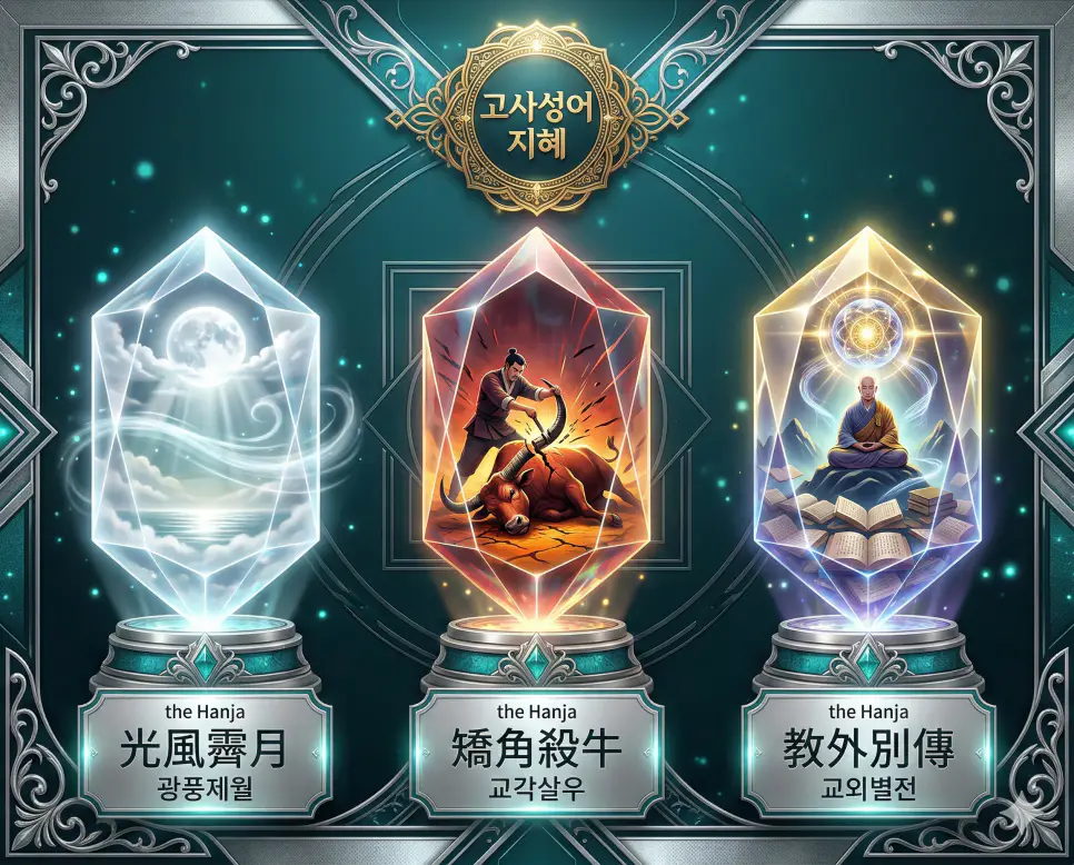 광풍제월 뜻, 교각살우 뜻, 교외별전 뜻: 맑은 성품과 본질을 꿰뚫는 지혜 4 광풍제월, 교각살우, 교외별전의 뜻과 지혜를 한눈에 정리한 독창적인 FAQ 인포그래픽