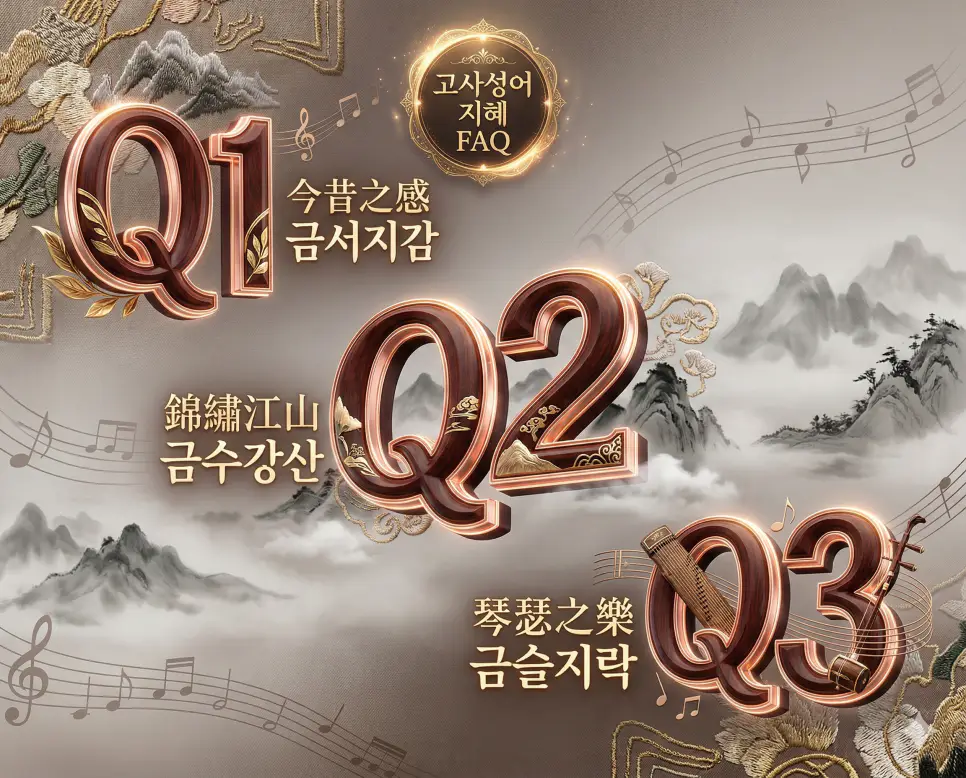 금서지감 뜻, 금수강산 뜻, 금슬지락 뜻: 추억과 아름다움, 그리고 화목의 지혜 정리 4 금서지감, 금수강산, 금슬지락의 뜻과 지혜를 한눈에 정리한 세련된 매거진 스타일의 FAQ 인포그래픽