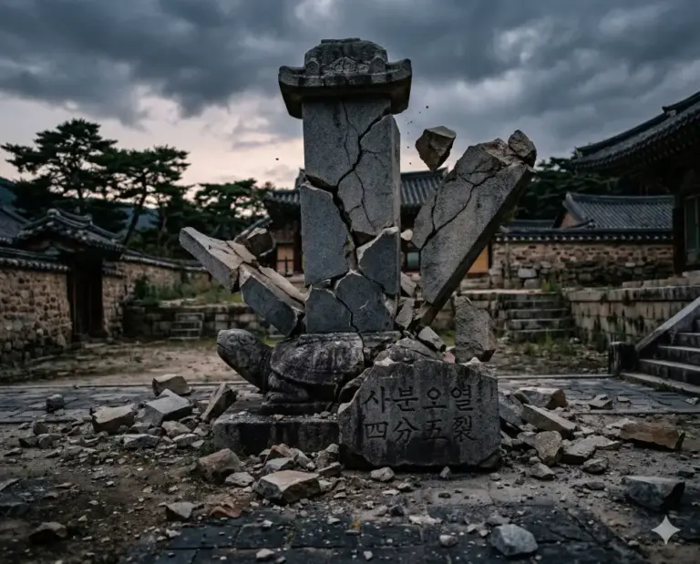 sabun oyeol fragmented stone monument disunity realistic
