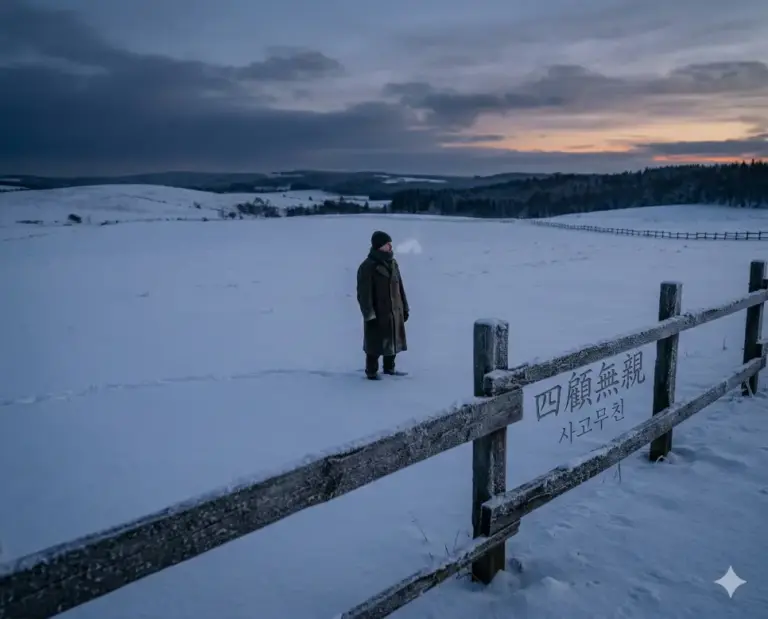 sago munchin lone figure snowy field isolation realistic