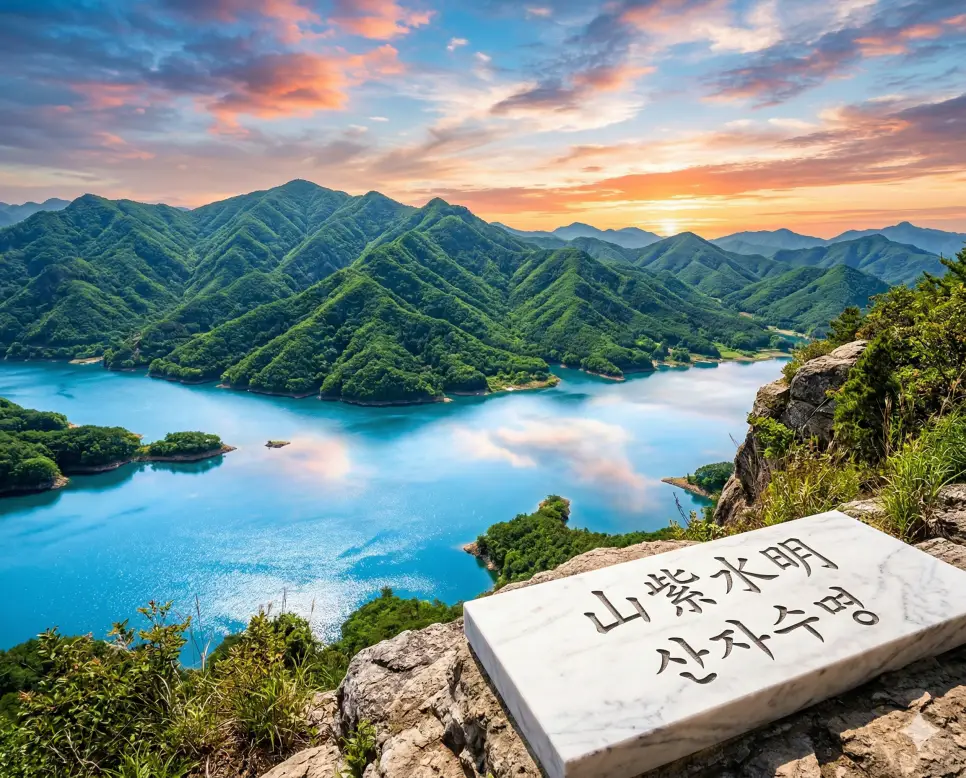 산전수전 뜻, 산자수명 뜻, 산해진미 뜻: 세상의 풍파를 이겨낸 내공과 자연의 아름다움, 풍요로운 식탁 정리 2 산자수명(山紫水明) 뜻 – 산은 자줏빛이고 물은 맑다는 뜻으로 산천의 경치가 아름다움을 의미하며, 푸른 산과 맑은 강물이 어우러진 사실적인 풍경 이미지