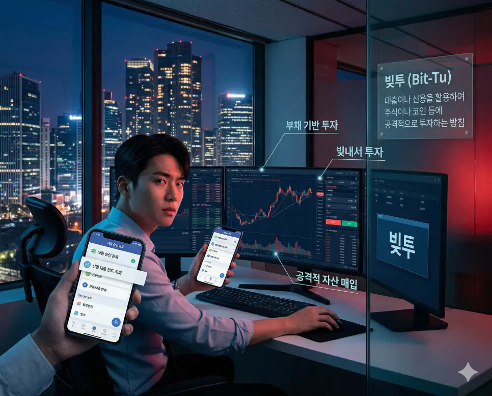 비담 뜻, 빚투 뜻, 브금 뜻: 외모의 중심과 부채 기반 투자 및 청각적 분위기 완벽 정리 2 빚투 뜻을 통해 대출이나 신용을 활용하여 주식, 부동산 등에 공격적으로 자산 매입을 시도하는 재무 관리 방침을 시각화한 실사 이미지