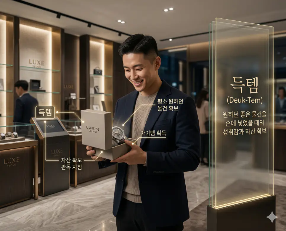 돔황챠 뜻, 득템 뜻, 딸배 뜻: 신속한 대피와 아이템 획득 및 배달 종사자 비유 정리 2 득템 뜻을 통해 평소 원하던 좋은 물건을 손에 넣었을 때의 성취감을 나타내는 자산 확보 판독 지침을 실사 스타일로 시각화한 이미지