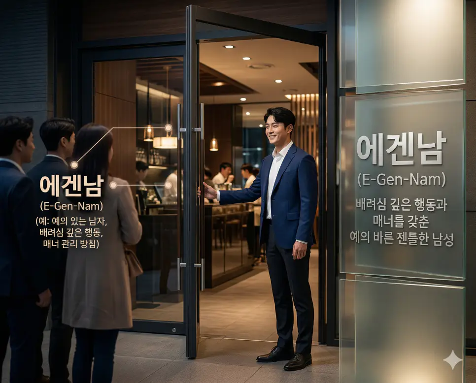 내돈내산 뜻, 관종 뜻, 에겐남 뜻: 정직한 후기와 관심 집착 및 예의 바른 남자 완벽 정리 3 에겐남 뜻을 통해 배려심 깊은 행동과 매너를 갖춘 예의 바른 젠틀한 남성을 뜻하는 인물 특성 관리 방침을 시각화한 실사 이미지