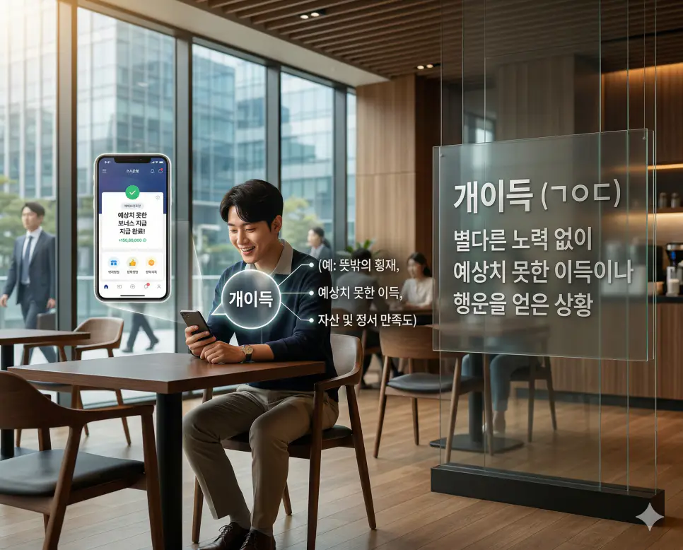 걍고 뜻, 개소름 뜻, 개이득 (ㄱㅇㄷ): 뜻: 즉각적인 실행과 극도의 전율 및 뜻밖의 횡재 완벽 정리 3 개이득 뜻을 통해 예상치 못한 이득이나 행운을 얻었을 때의 자산 및 정서적 만족도 관리 방침을 시각화한 실사 이미지
