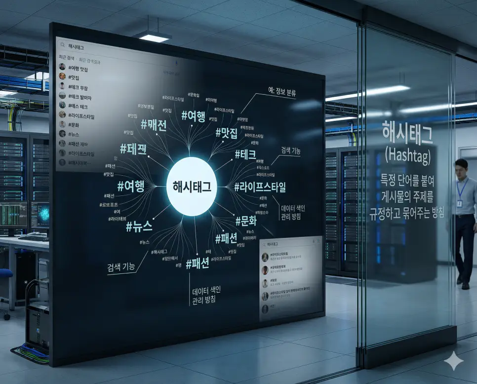 멘션 뜻, 해시태그 뜻, 디엠 뜻: 지목과 분류 및 비밀 메시지 완벽 정리 2 해시태그 뜻을 통해 주제를 규정하고 동일 관심사를 묶어주는 정보 분류 및 데이터 색인 방침을 시각화한 실사 이미지