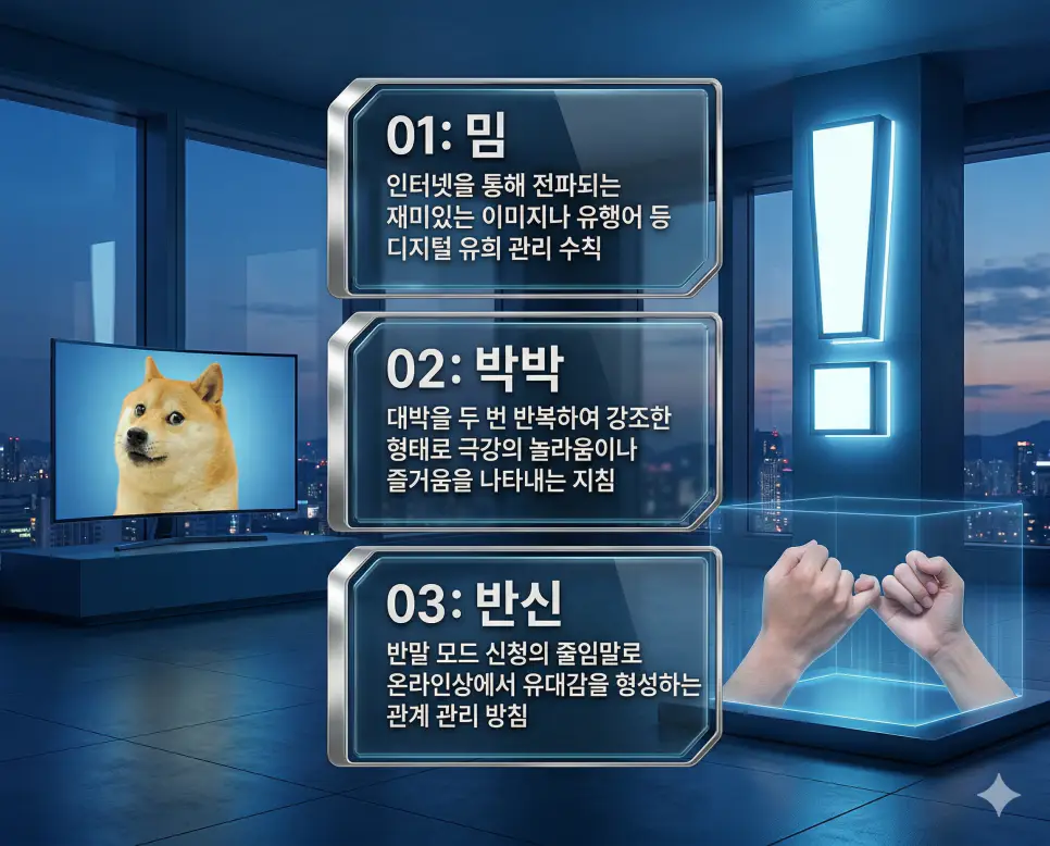밈 뜻, 박박 뜻, 반신 뜻: 문화적 복제와 극강의 강조 및 관계의 반전 완벽 정리 4 밈, 박박, 반신 뜻의 정의와 문화적 복제 현상, 극강의 강조 표현, 관계의 반전 수칙의 핵심 내용을 정리한 영화 포스터 스타일 인포그래픽
