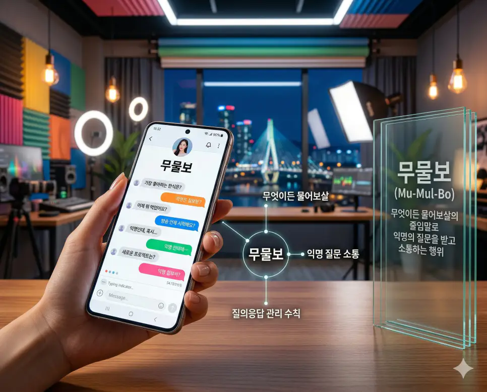 무물보 뜻, 닥눈삼 뜻, 대장주 뜻: 무엇이든 물어보살과 게시판 적응 및 주도 종목 정리 1 무물보 뜻을 통해 SNS나 커뮤니티에서 익명의 질문을 받고 대답하며 소통하는 한국의 질의응답 관리 수칙을 시각화한 실사 이미지