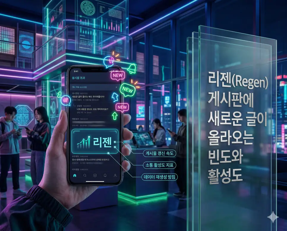 데미갓 뜻, 로그 뜻, 리젠 뜻: 반인반신과 활동 기록 및 게시물 갱신 완벽 정리 3 리젠 뜻을 통해 커뮤니티 게시판에 새로운 글이 올라오는 빈도와 활성도를 나타내는 한국의 소통 지표를 시사 스타일로 시각화한 실사 이미지