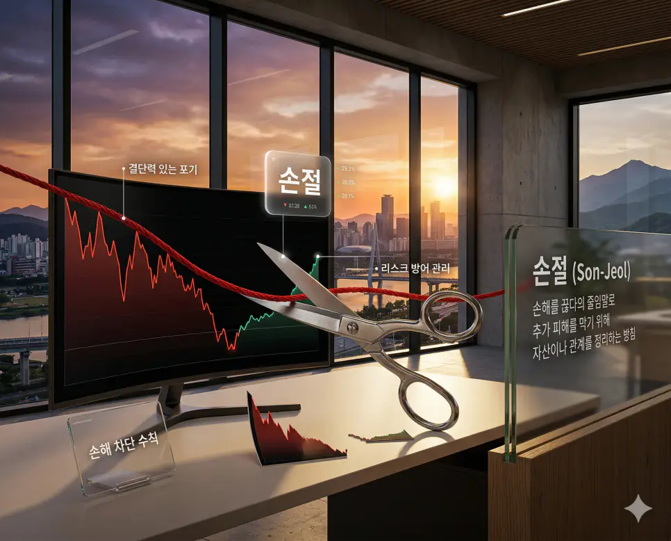 줄먹 뜻, 손절 뜻, 영끌 뜻: 적시 수익 확보와 결단력 있는 포기 및 극한 자금 동원 정리 2 손절 뜻을 통해 추가 피해를 막기 위해 가치가 하락한 자산이나 유해한 관계를 과감히 정리하는 리스크 방어 관리 방침 실사 이미지