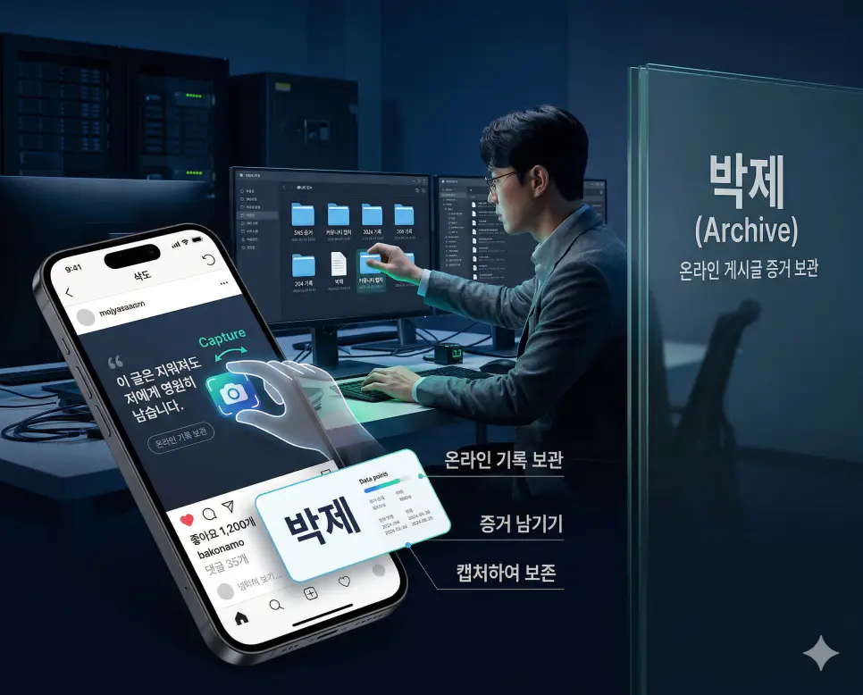 박제 뜻, 비추 뜻, 워너비 뜻: 온라인 기록 문화와 이상향의 미학 완벽 분석! 1 신조어 박제(Archive)를 통해 인터넷 게시판이나 SNS의 글을 캡처하여 증거로 남기는 한국의 디지털 기록 문화를 시각화한 이미지