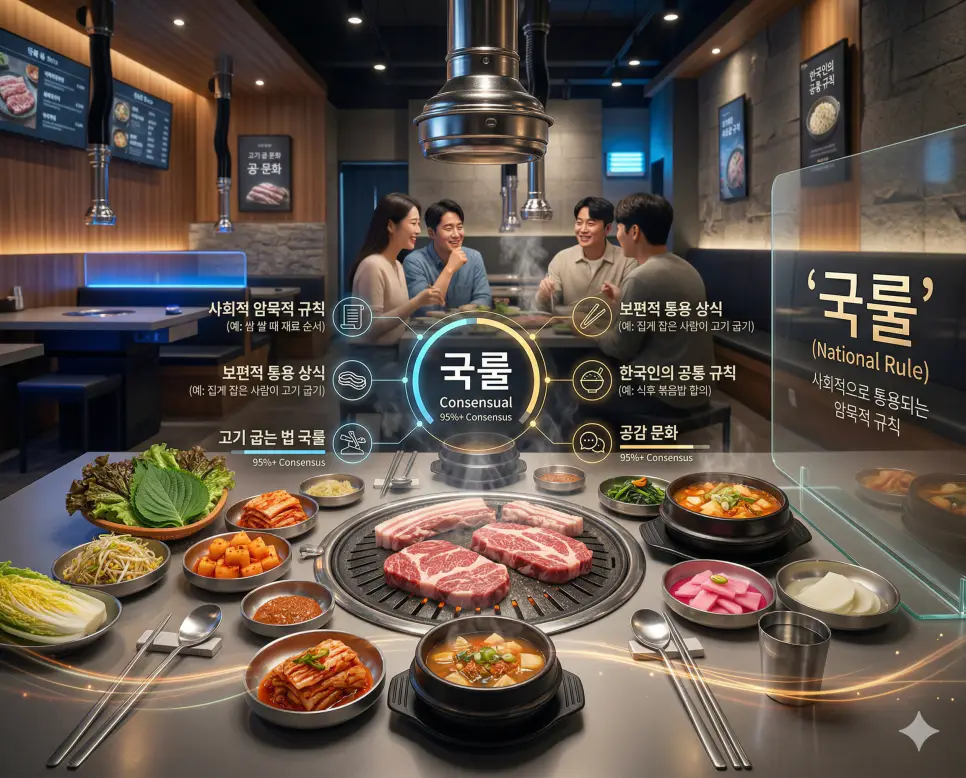국룰 뜻, 국평 뜻, 귀차니즘 뜻: 한국인의 상식과 주거, 그리고 심리 분석! 1 신조어 국룰(National Rule)을 통해 법적 강제성은 없지만 한국 사회 구성원들 사이에서 상식적으로 통용되는 암묵적 규칙과 공감 문화를 시각화한 이미지