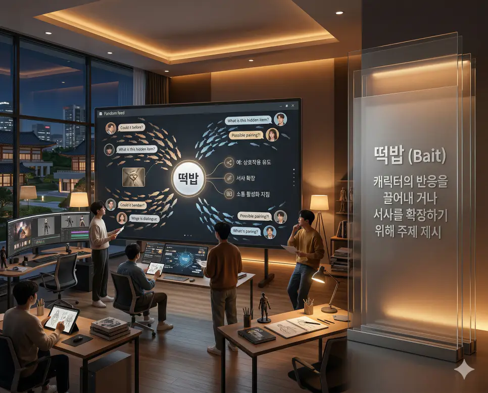 고자 뜻, 무기한 뜻, 떡밥 뜻: 관통 불가와 Endless 커뮤니티 및 상호작용 완벽 정리 3 떡밥 뜻을 통해 캐릭터의 반응을 끌어내거나 서사를 확장하기 위해 주제를 제시하는 소통 활성화 지침을 시각화한 실사 이미지