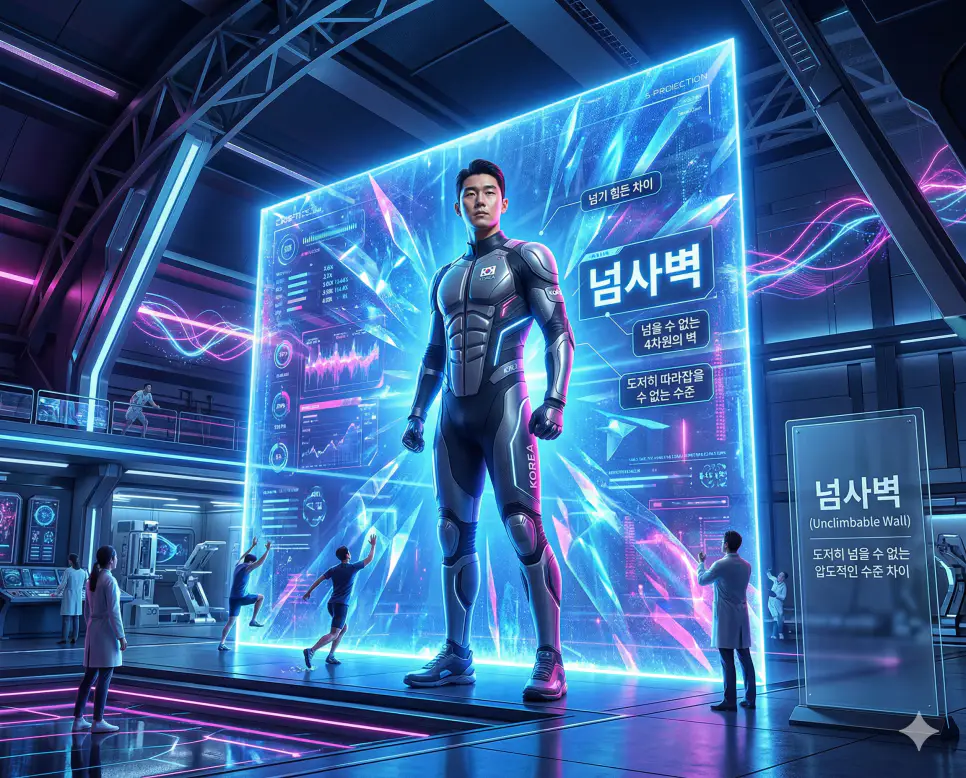 어장관리 뜻, 넘사벽 뜻, 노코멘트 뜻: 관계의 심리와 압도적 차이 완벽 정리! 2 신조어 넘사벽(넘을 수 없는 4차원의 벽)을 통해 비교 대상과 실력이나 수준 차이가 너무 커서 도저히 따라잡을 수 없는 한국의 압도적 상태를 시각화한 이미지