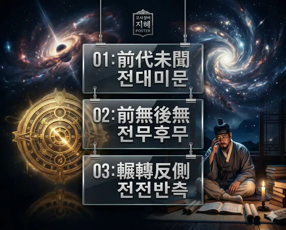 전대미문 뜻, 전무후무 뜻, 전전반측 뜻: 놀라운 사건과 독보적 기록, 고민의 밤 지혜 정리 4 전대미문, 전무후무, 전전반측의 뜻과 핵심을 담은 세련된 고사성어 인포그래픽