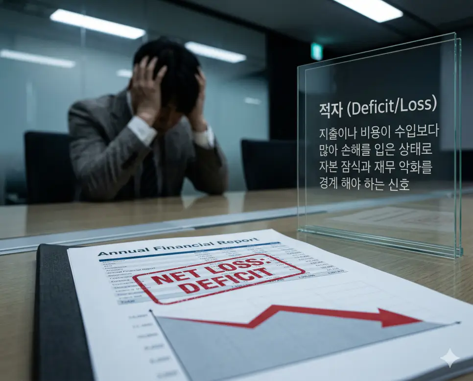 배당금 뜻, 적자 뜻, 흑자 뜻: 기업 이익 분배와 손실 기록 및 이익 발생 정리 2 적자 뜻을 시각화하기 위해 심야의 회의실 테이블 위에 놓인 마이너스 손실 기록과 붉은색 하락 그래프가 담긴 재무 보고서를 생생하게 촬영한 실사 이미지