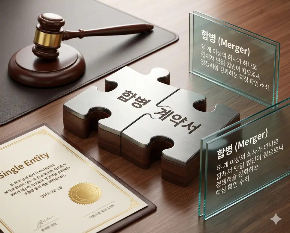 도급인 수급인 뜻, 분사 뜻, 합병 뜻 정리: 비즈니스 계약과 조직 개편 확인 3 합병 뜻을 상징하기 위해 두 개 이상의 회사가 하나로 합쳐져 단일 법인이 됨으로써 규모의 경제와 경쟁력을 강화하는 결합 계약의 실사 이미지