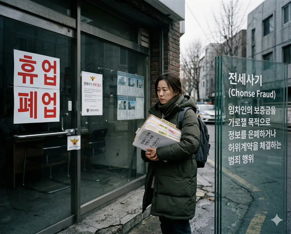 임대료 뜻, 역전세 뜻, 전세사기 뜻 정리: 사용 대가와 보증금 반환 위기 및 사기 예방 확인 3 전세사기 뜻을 상징하기 위해 보증금을 편취할 목적으로 허위 정보를 제공하거나 이중 계약을 체결하여 임차인에게 막대한 피해를 입힌 사건 현장의 실사 이미지